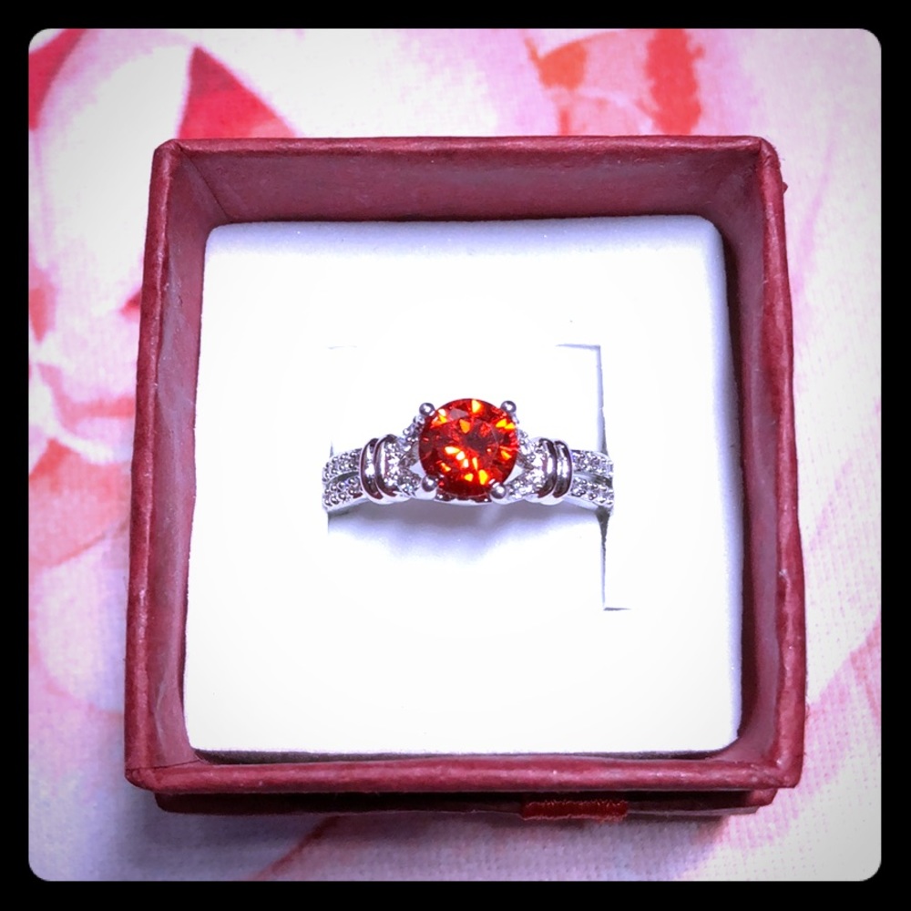 Red round circle statement cocktail fashion ring